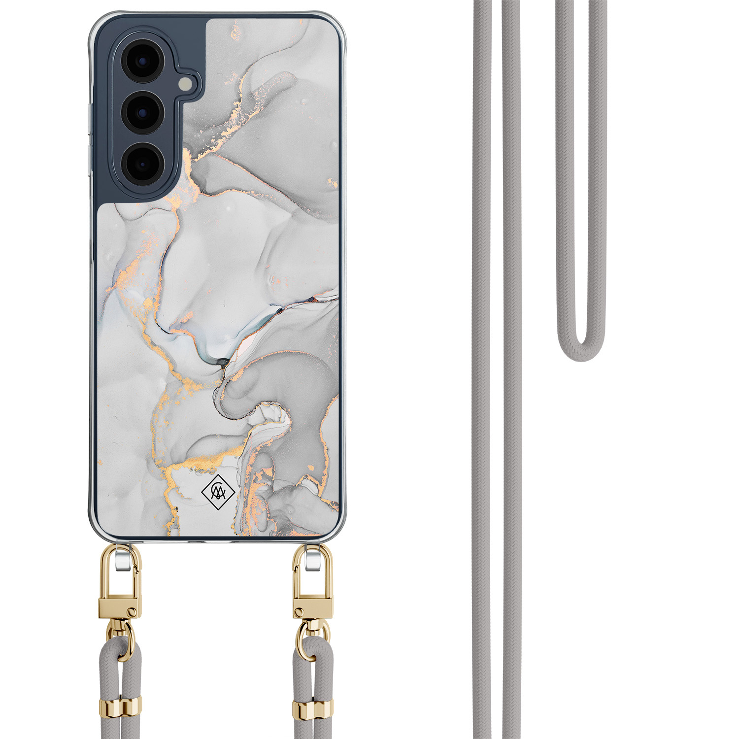 Samsung Galaxy A16 hoesje met grijs koord Marmer grijs