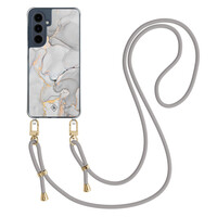 Casimoda Samsung Galaxy A16 hoesje met grijs koord - Marmer grijs