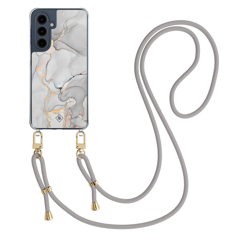 Casimoda Samsung Galaxy A16 hoesje met grijs koord - Marmer grijs