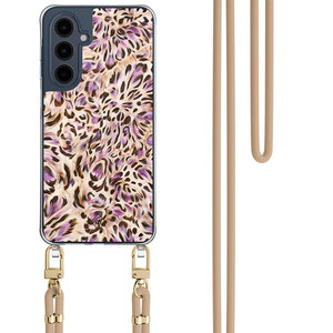 Casimoda Samsung Galaxy A16 hoesje met beige koord - Luipaard lila