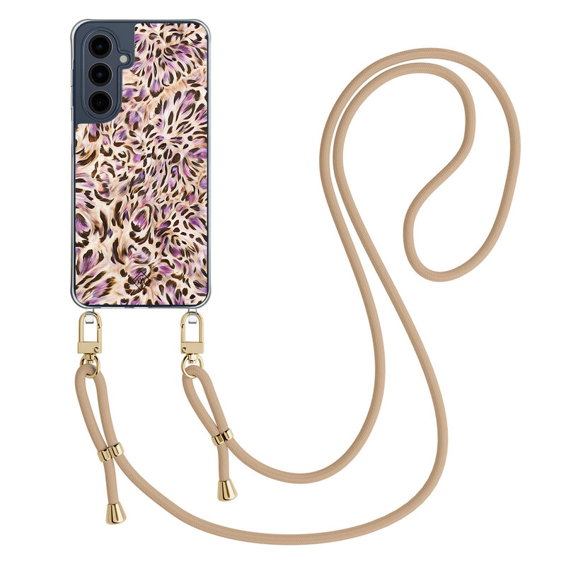 Casimoda Samsung Galaxy A16 hoesje met beige koord - Luipaard lila