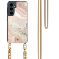 Casimoda Samsung Galaxy A16 hoesje met beige koord - Marmer waves