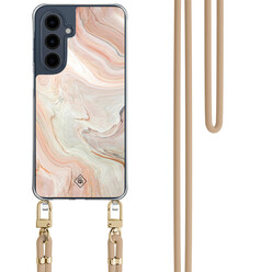 Casimoda Samsung Galaxy A16 hoesje met beige koord - Marmer waves