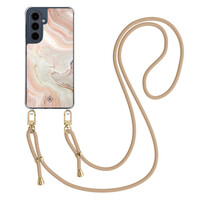 Casimoda Samsung Galaxy A16 hoesje met beige koord - Marmer waves