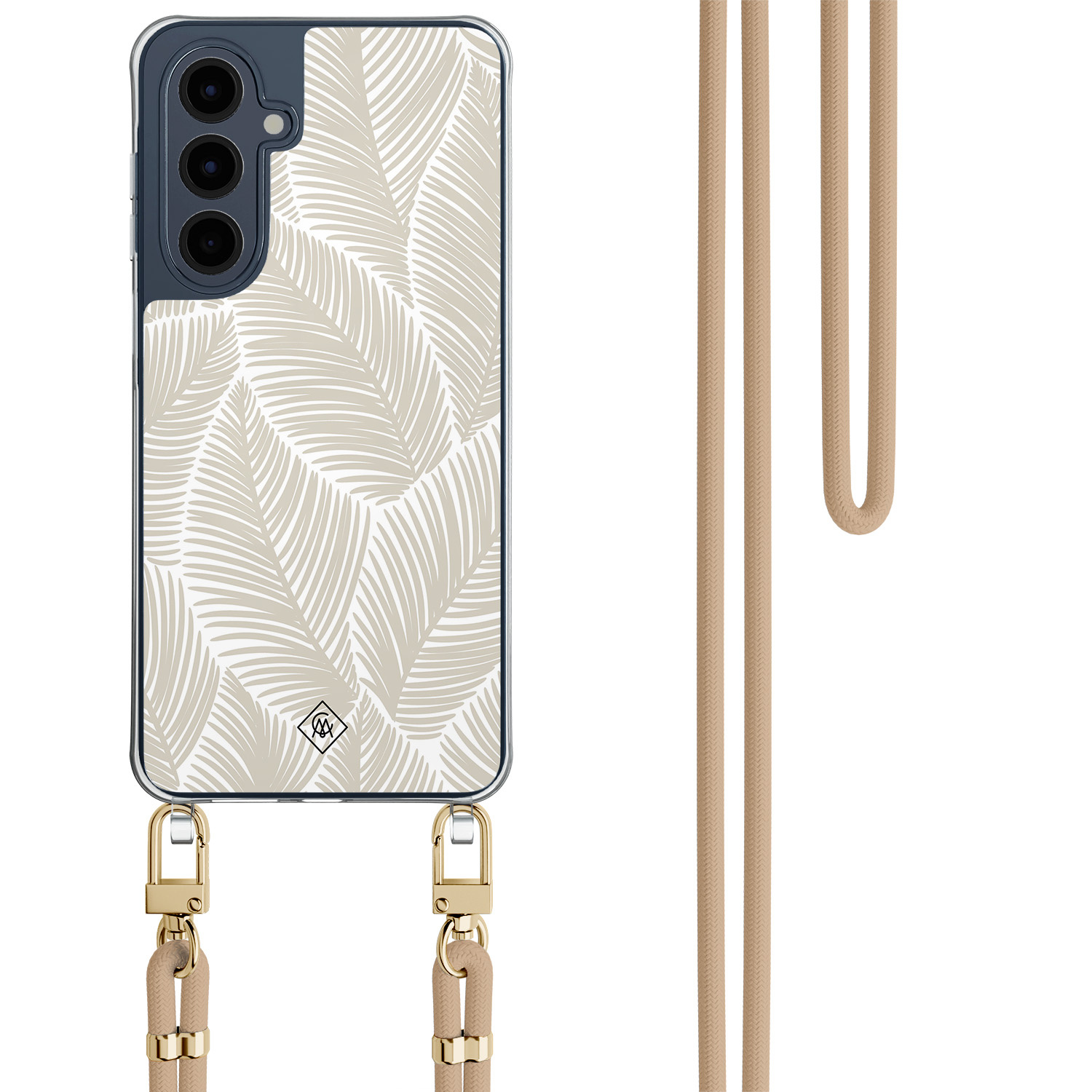 Samsung Galaxy A16 hoesje met beige koord Palm leaves beige