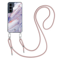 Casimoda Samsung Galaxy A16 hoesje met rosegoud koord - Marmer paars