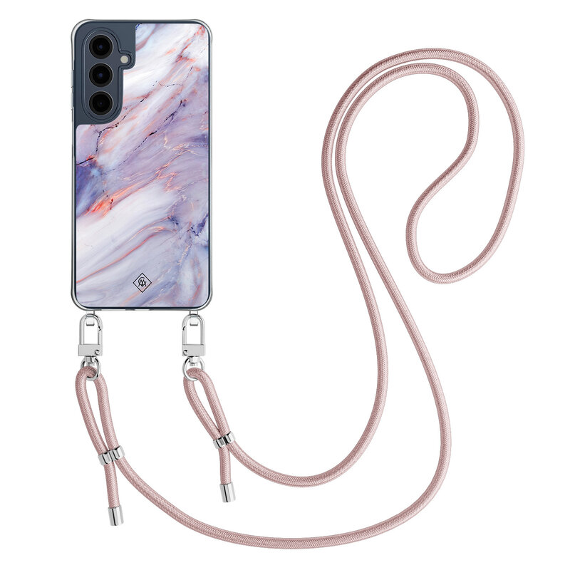 Casimoda Samsung Galaxy A16 hoesje met rosegoud koord - Marmer paars