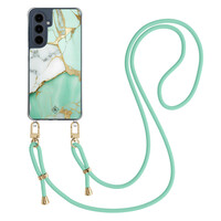 Casimoda Samsung Galaxy A16 hoesje met mint koord - Marmer mintgroen