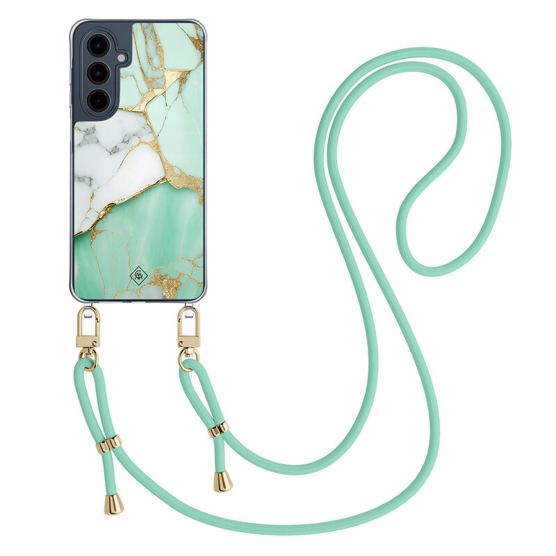 Casimoda Samsung Galaxy A16 hoesje met mint koord - Marmer mintgroen