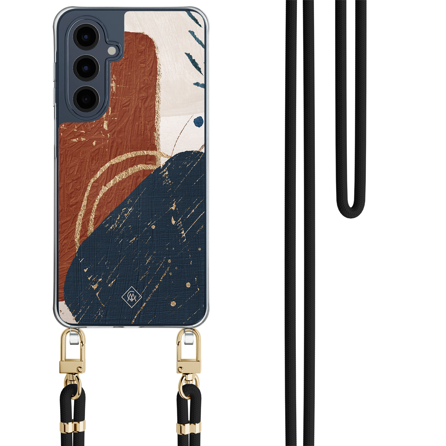 Samsung Galaxy A16 hoesje met zwart koord Abstract terracotta