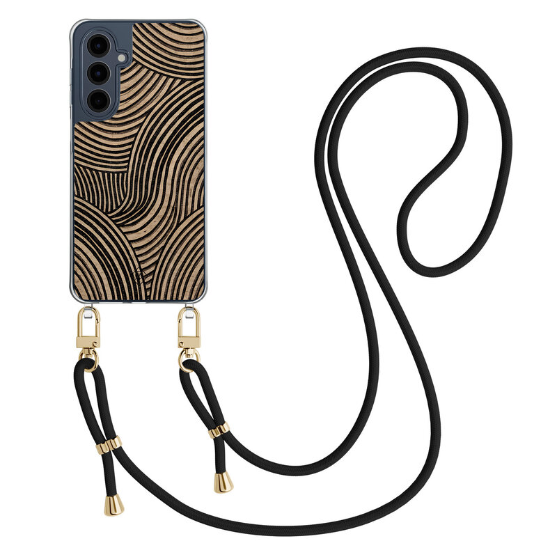 Casimoda Samsung Galaxy A16 hoesje met zwart koord - Ebony waves
