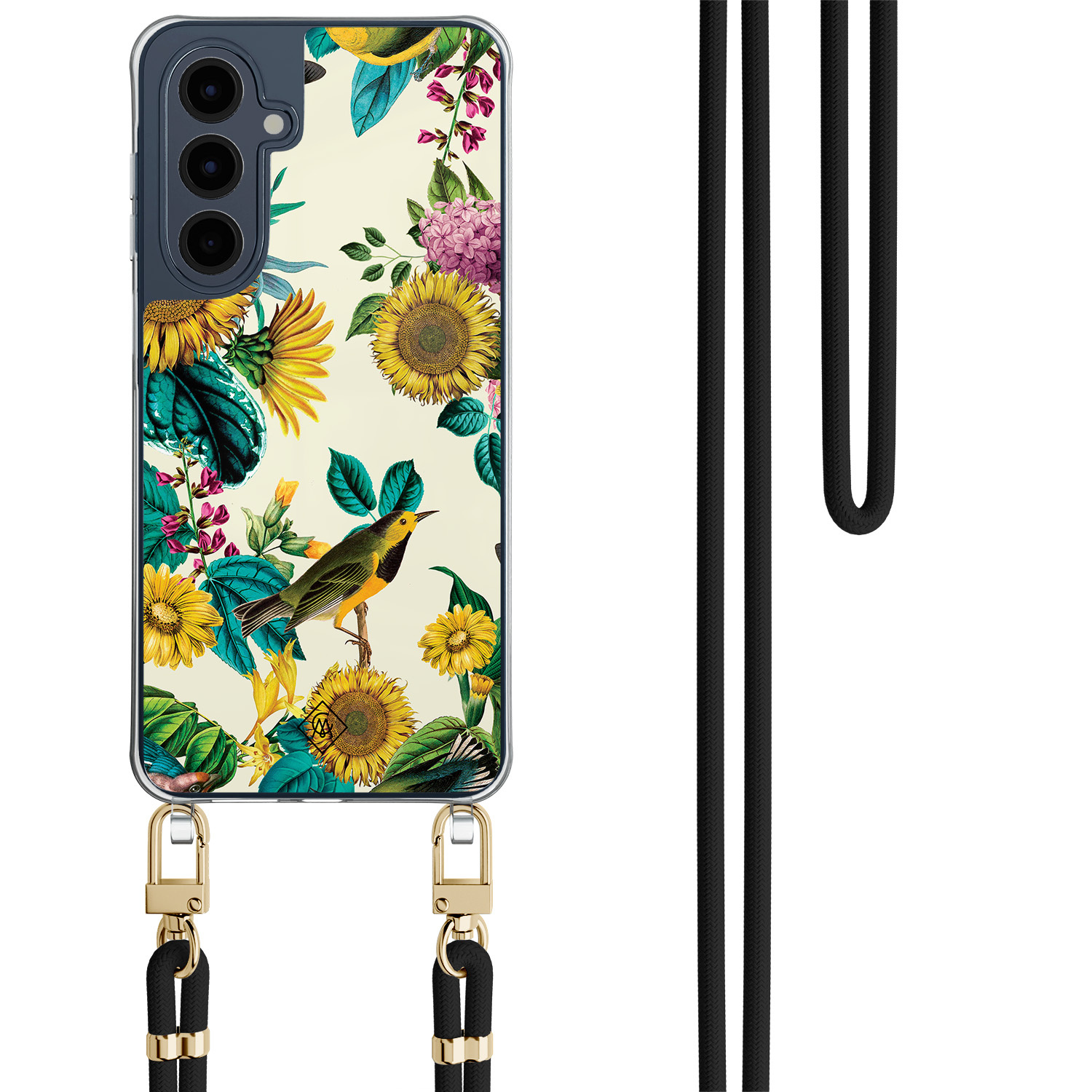 Samsung Galaxy A16 hoesje met zwart koord Sunflowers