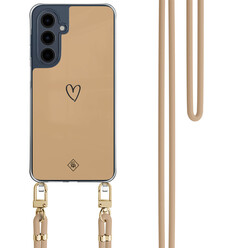 Casimoda Samsung Galaxy A16 hoesje met beige koord - Hart bruin