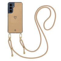 Casimoda Samsung Galaxy A16 hoesje met beige koord - Hart bruin