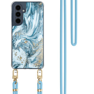 Casimoda Samsung Galaxy A16 hoesje met blauw koord - Marble sea