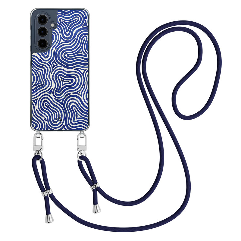 Casimoda Samsung Galaxy A16 hoesje met donkerblauw koord - Ocean waves