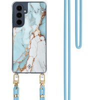 Casimoda Samsung Galaxy A16 hoesje met blauw koord - Marmer lichtblauw