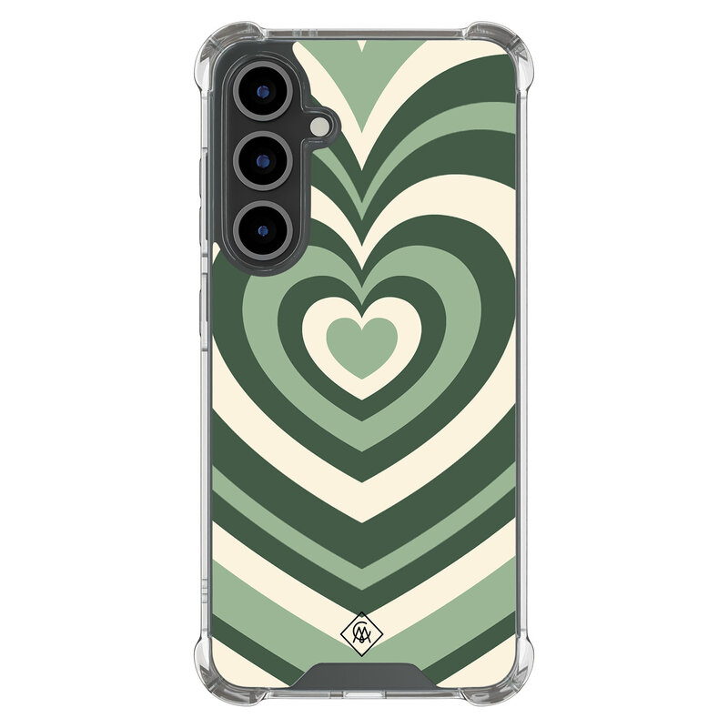 Casimoda Samsung Galaxy S25 FE shockproof hoesje - Groen hart swirl