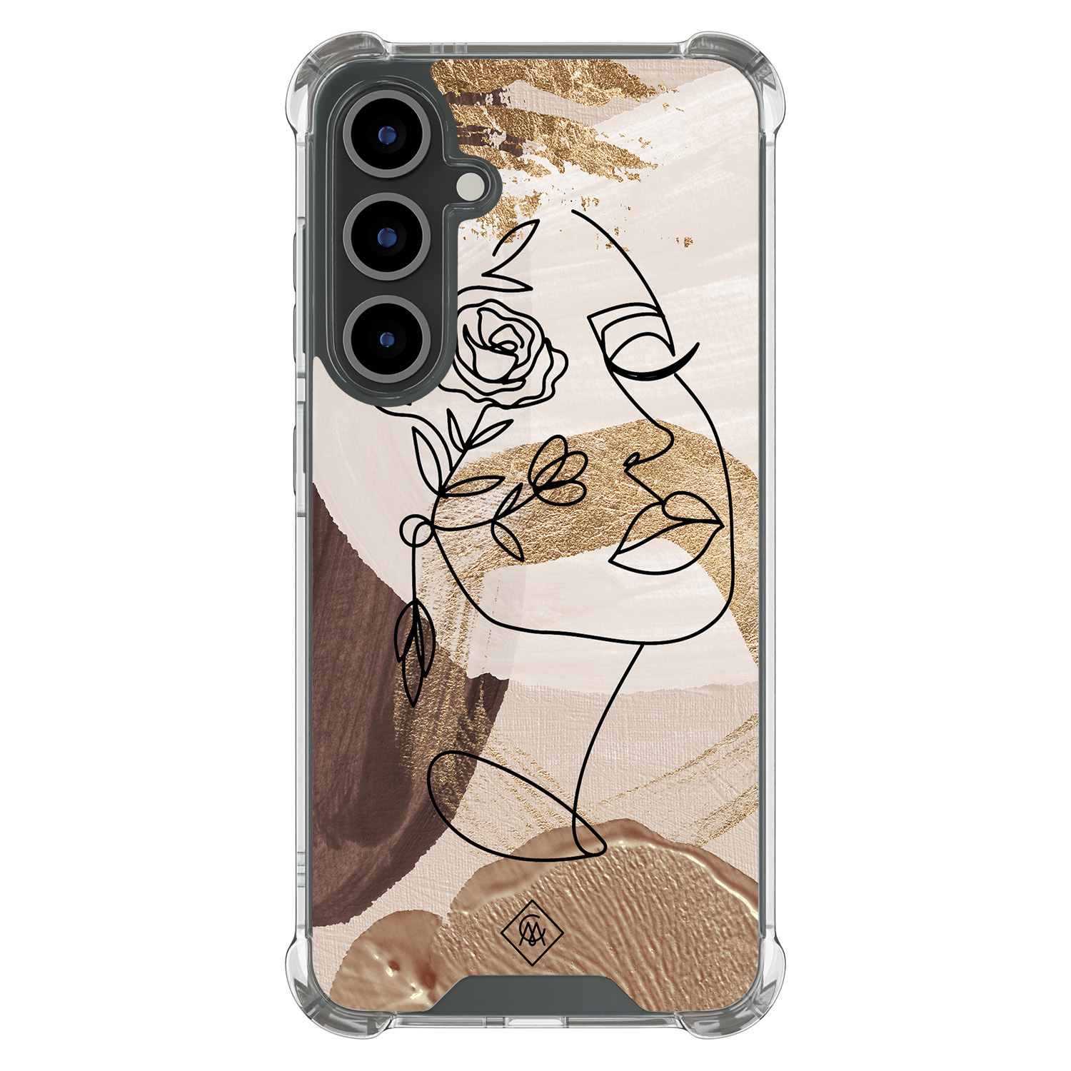 Samsung Galaxy S25 FE shockproof hoesje Abstract gezicht bruin