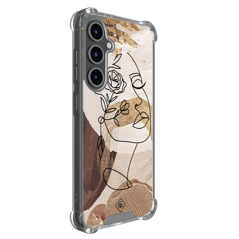 Casimoda Samsung Galaxy S25 FE shockproof hoesje - Abstract gezicht bruin