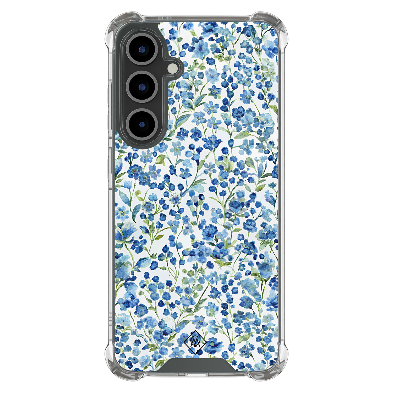 Samsung Galaxy S25 FE shockproof hoesje Vintage blue floral