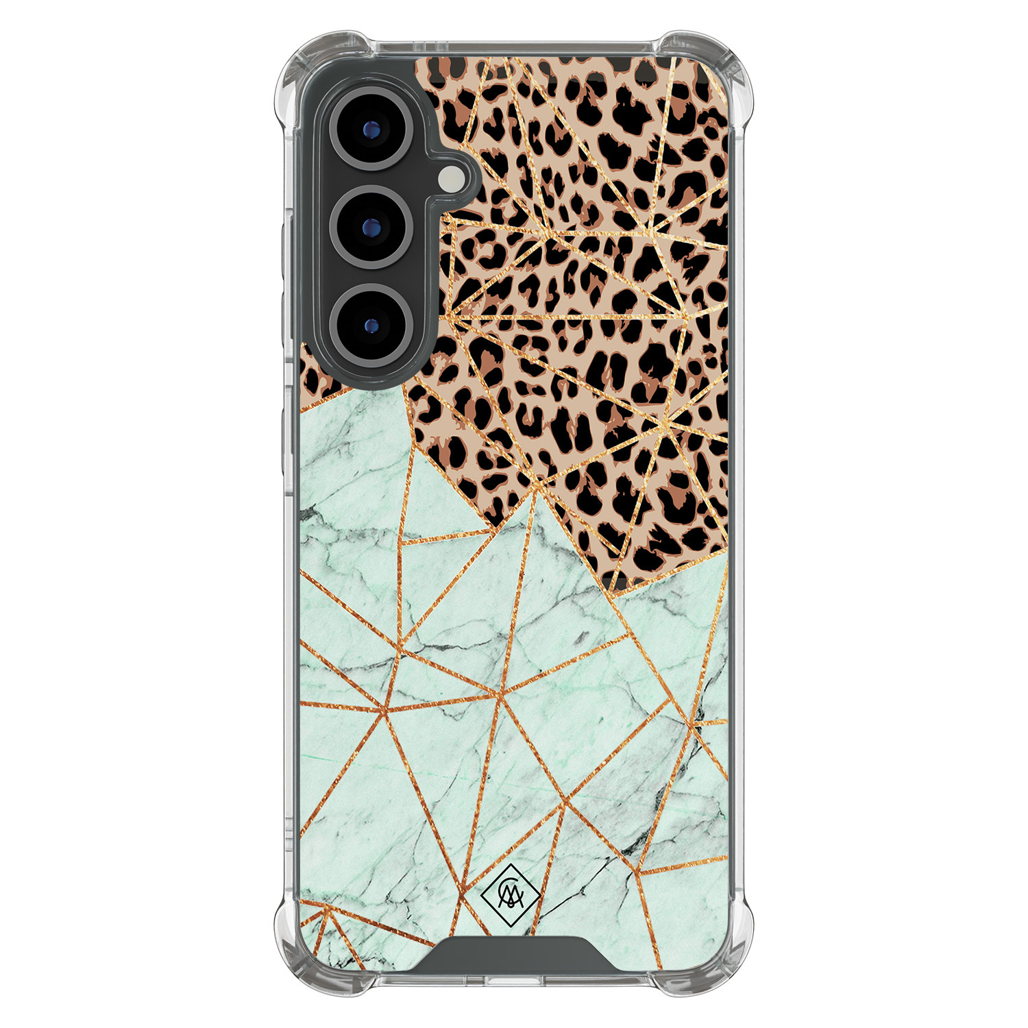 Samsung Galaxy S25 FE shockproof hoesje Luipaard marmer mint