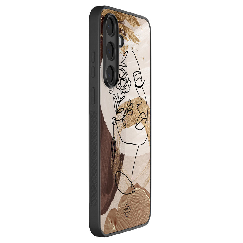 Casimoda Samsung Galaxy S25 FE hoesje - Abstract gezicht bruin
