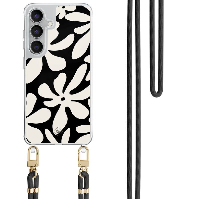 Casimoda Samsung Galaxy S25 FE hoesje met zwart koord - Noir bloom