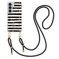 Casimoda Samsung Galaxy S25 FE hoesje met zwart koord - Hart streepjes