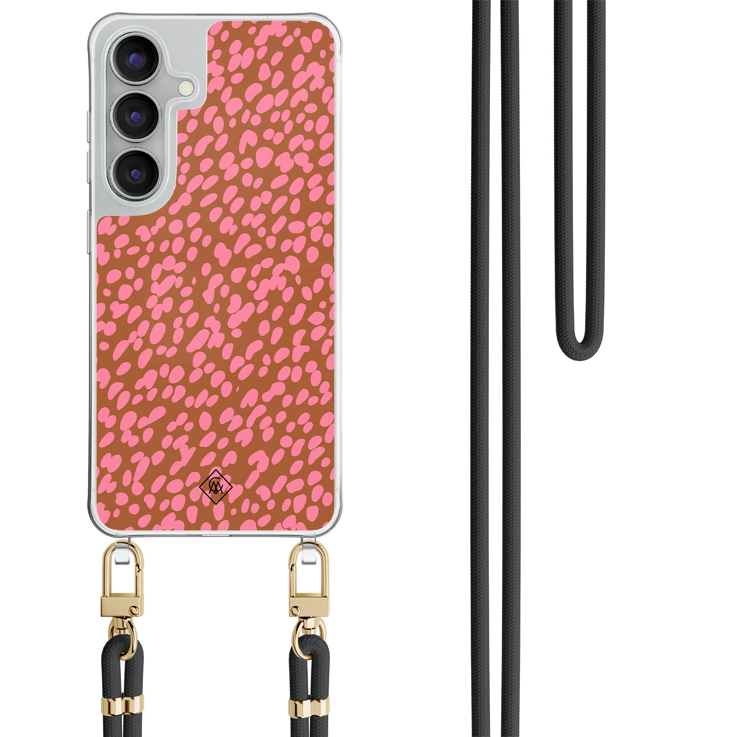 Samsung Galaxy S25 FE hoesje met zwart koord Pink dots