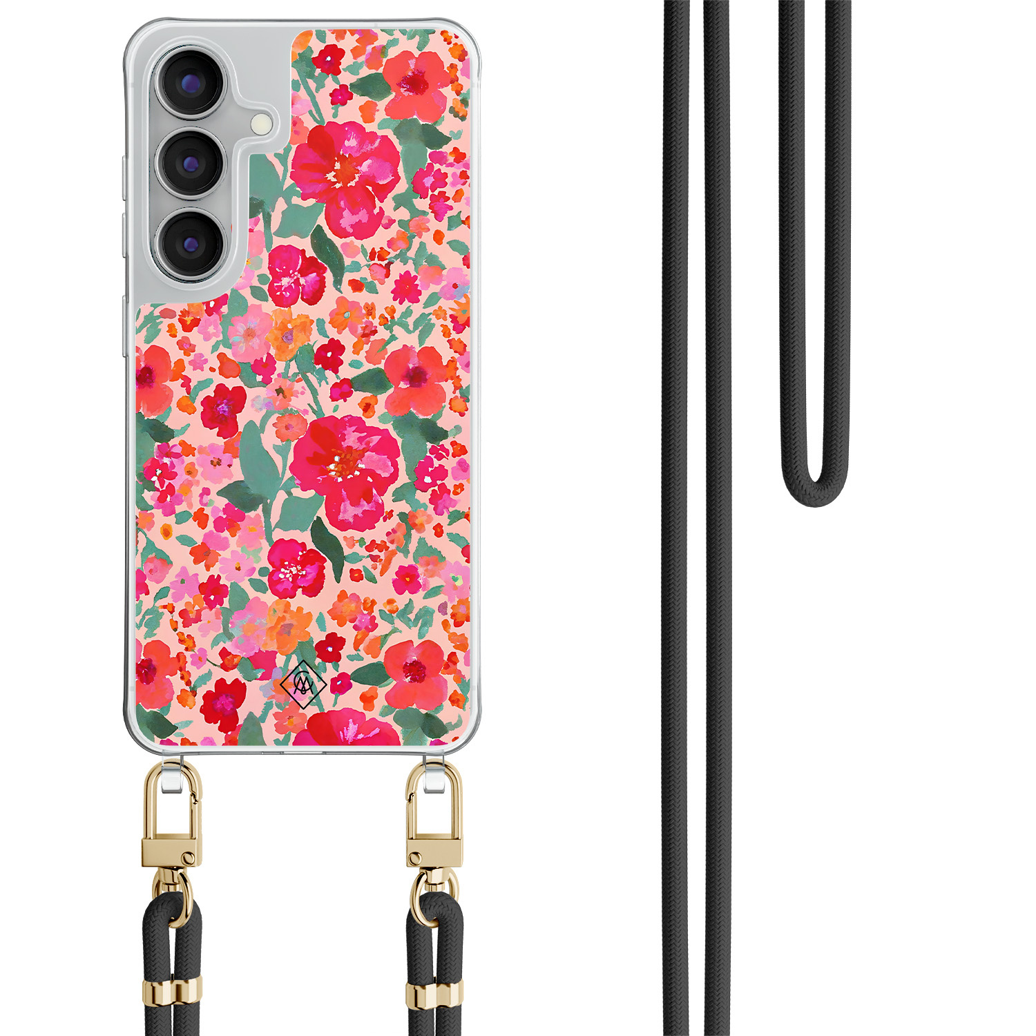 Samsung Galaxy S25 FE hoesje met zwart koord Multi flowers