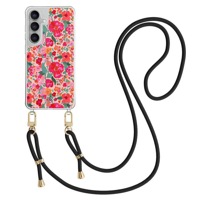Casimoda Samsung Galaxy S25 FE hoesje met zwart koord - Multi flowers