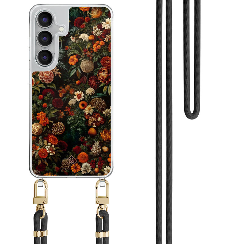 Casimoda Samsung Galaxy S25 FE hoesje met zwart koord - Floral garden