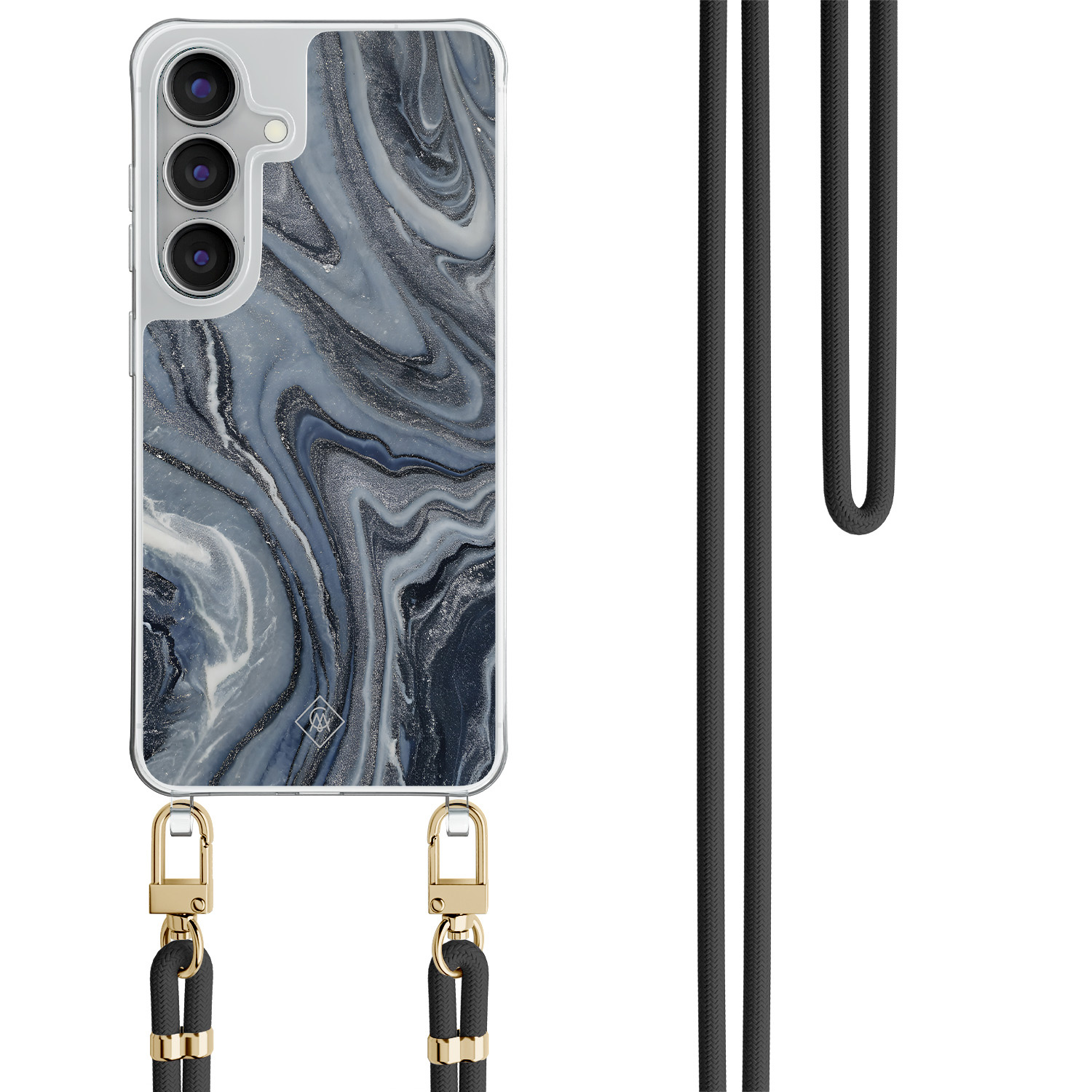 Samsung Galaxy S25 FE hoesje met zwart koord Midnight marble
