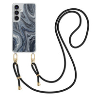 Casimoda Samsung Galaxy S25 FE hoesje met zwart koord - Midnight marble