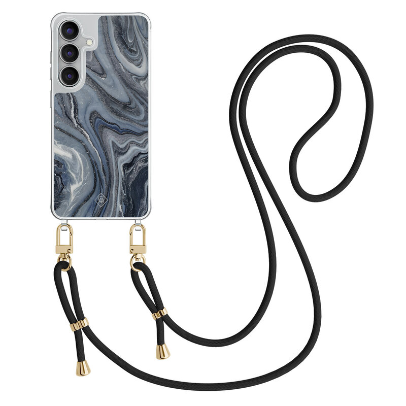Casimoda Samsung Galaxy S25 FE hoesje met zwart koord - Midnight marble