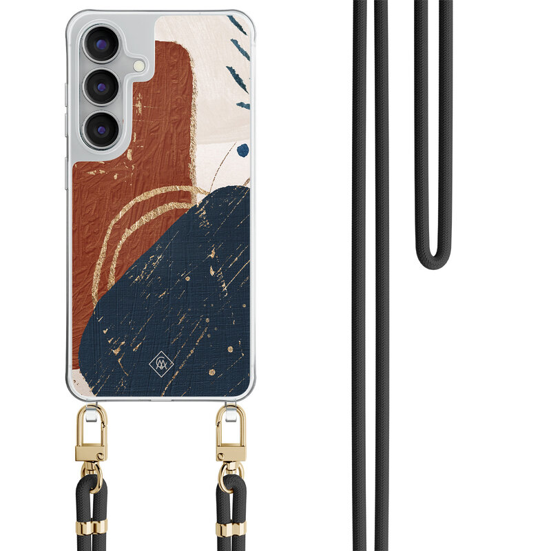 Casimoda Samsung Galaxy S25 FE hoesje met zwart koord - Abstract terracotta