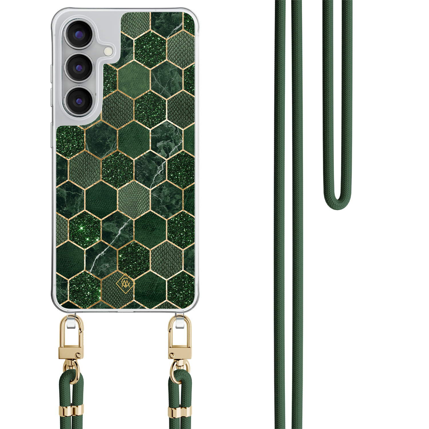 Samsung Galaxy S25 FE hoesje met groen koord Kubus groen