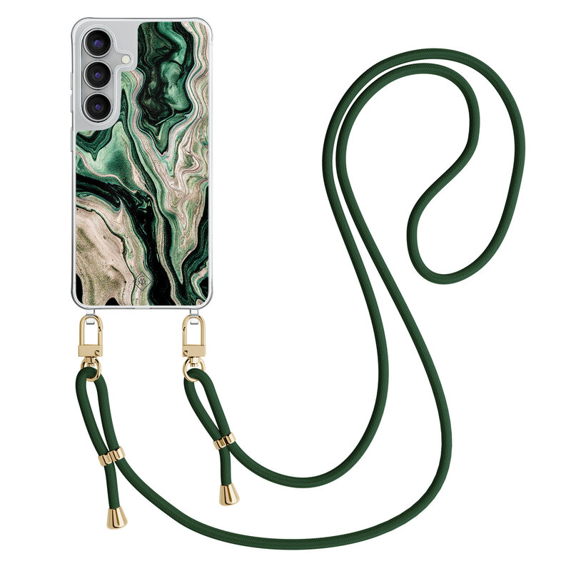 Casimoda Samsung Galaxy S25 FE hoesje met groen koord - Green waves