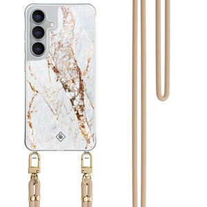 Casimoda Samsung Galaxy S25 FE hoesje met beige koord - Marmer goud