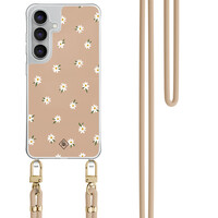 Casimoda Samsung Galaxy S25 FE hoesje met beige koord - Sweet daisies