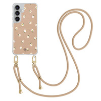 Casimoda Samsung Galaxy S25 FE hoesje met beige koord - Sweet daisies