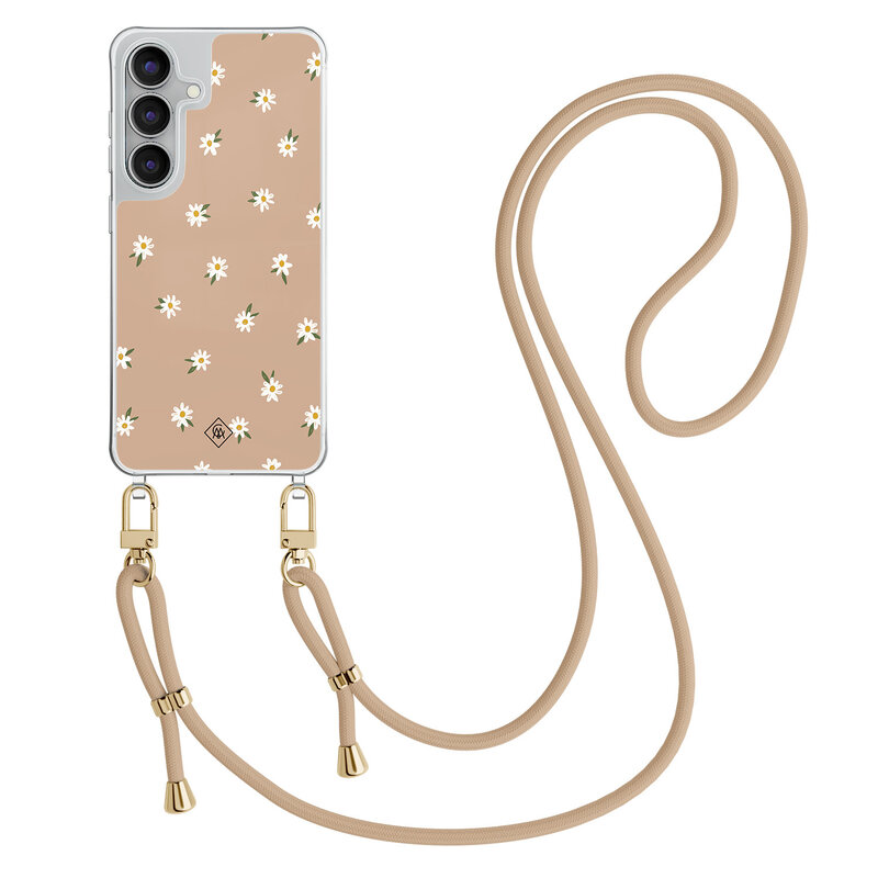 Casimoda Samsung Galaxy S25 FE hoesje met beige koord - Sweet daisies