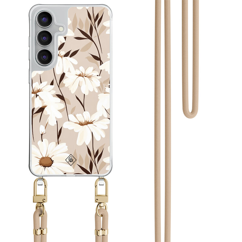 Casimoda Samsung Galaxy S25 FE hoesje met beige koord - In bloom