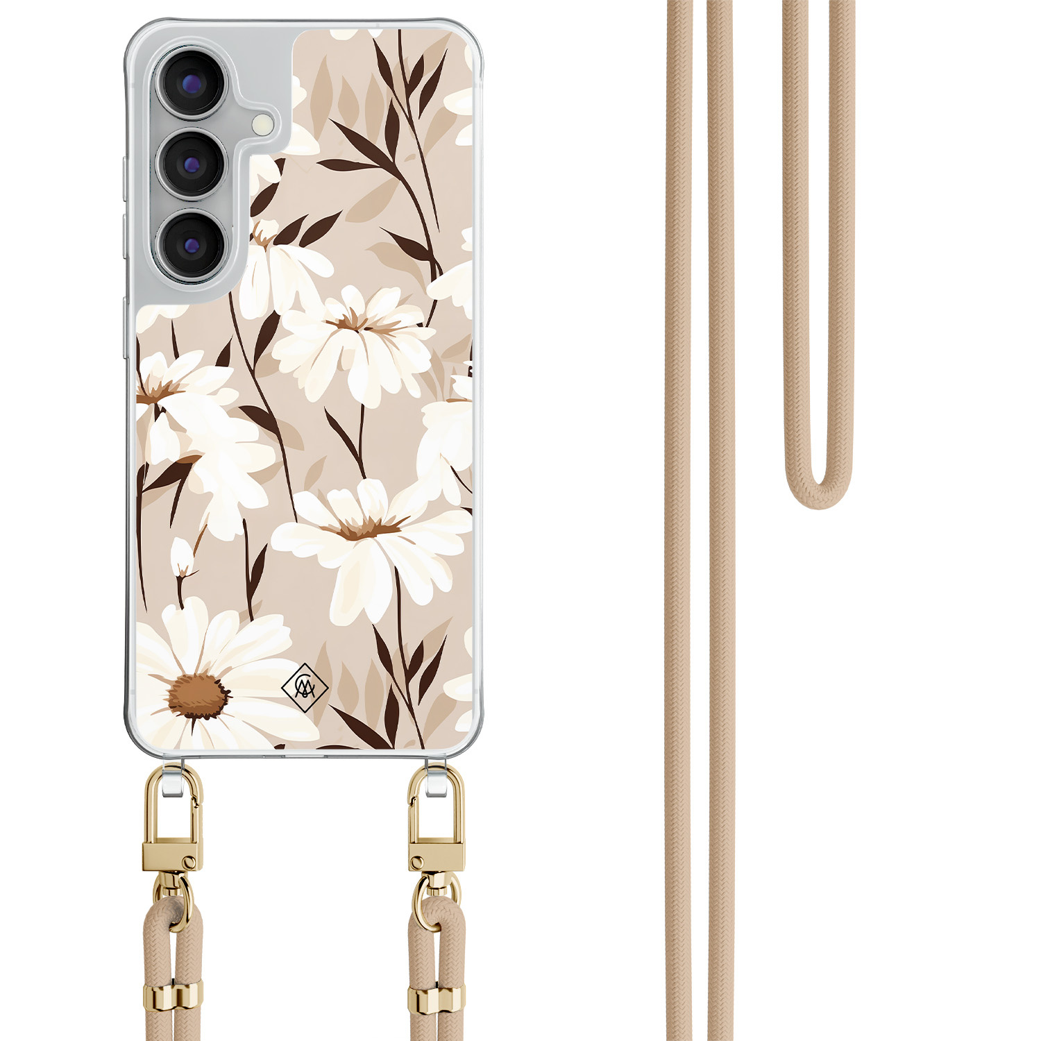 Samsung Galaxy S25 FE hoesje met beige koord In bloom
