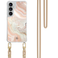Casimoda Samsung Galaxy S25 FE hoesje met beige koord - Marmer waves