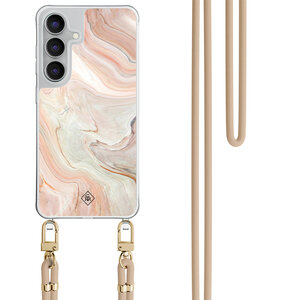 Casimoda Samsung Galaxy S25 FE hoesje met beige koord - Marmer waves