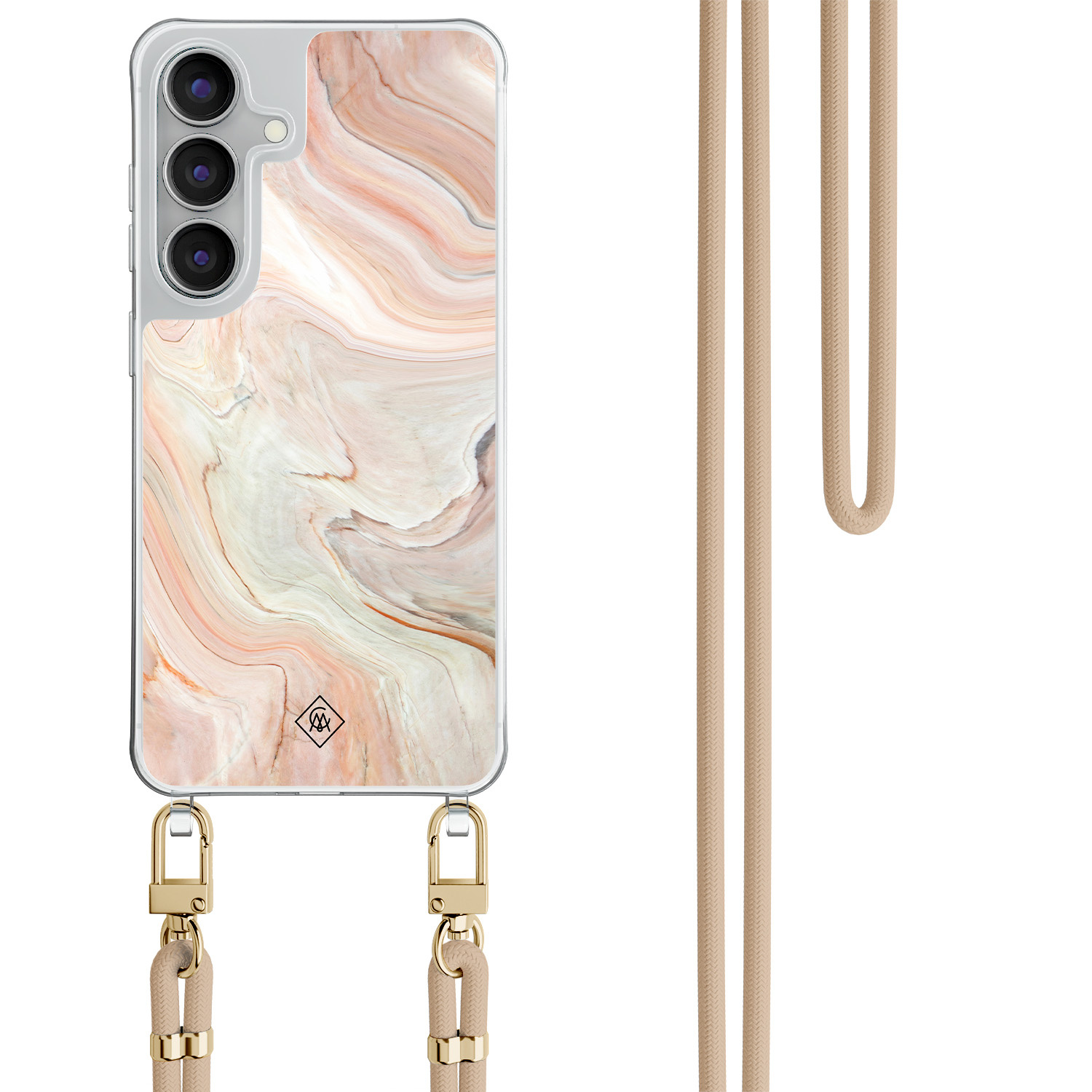 Samsung Galaxy S25 FE hoesje met beige koord Marmer waves