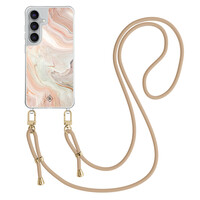 Casimoda Samsung Galaxy S25 FE hoesje met beige koord - Marmer waves