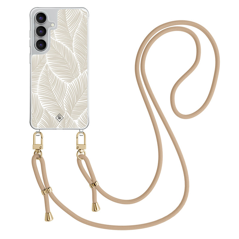 Casimoda Samsung Galaxy S25 FE hoesje met beige koord - Palm leaves beige